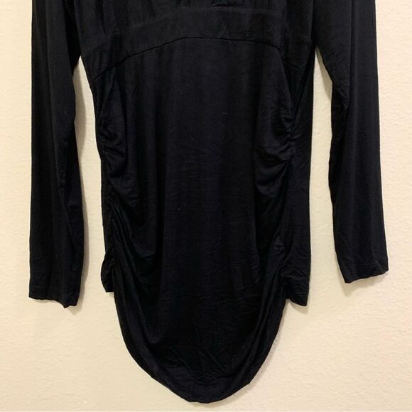 VERTIGO PARIS Blouse Women’s XL Black Side Ruching Body Con Dark Academe. - Picture 6 of 11